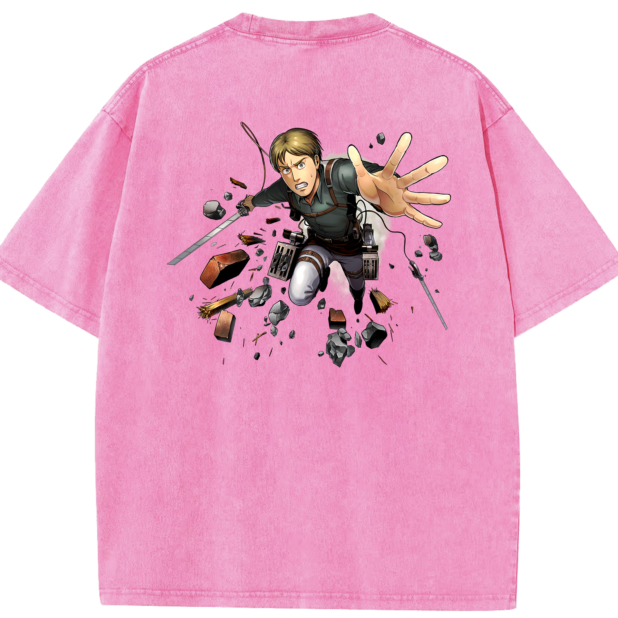 （画像用） 進撃の巨人 Attack on Titan 綿100% ヴィンテージ風 半袖Tシャツ（背面プリント）